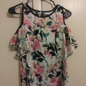 Floral cold shoulder top